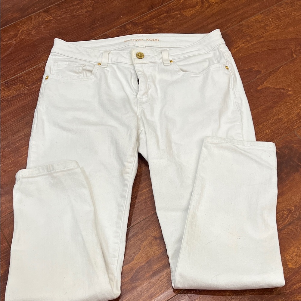 Michael Kors Women's Straight Leg White Jeans